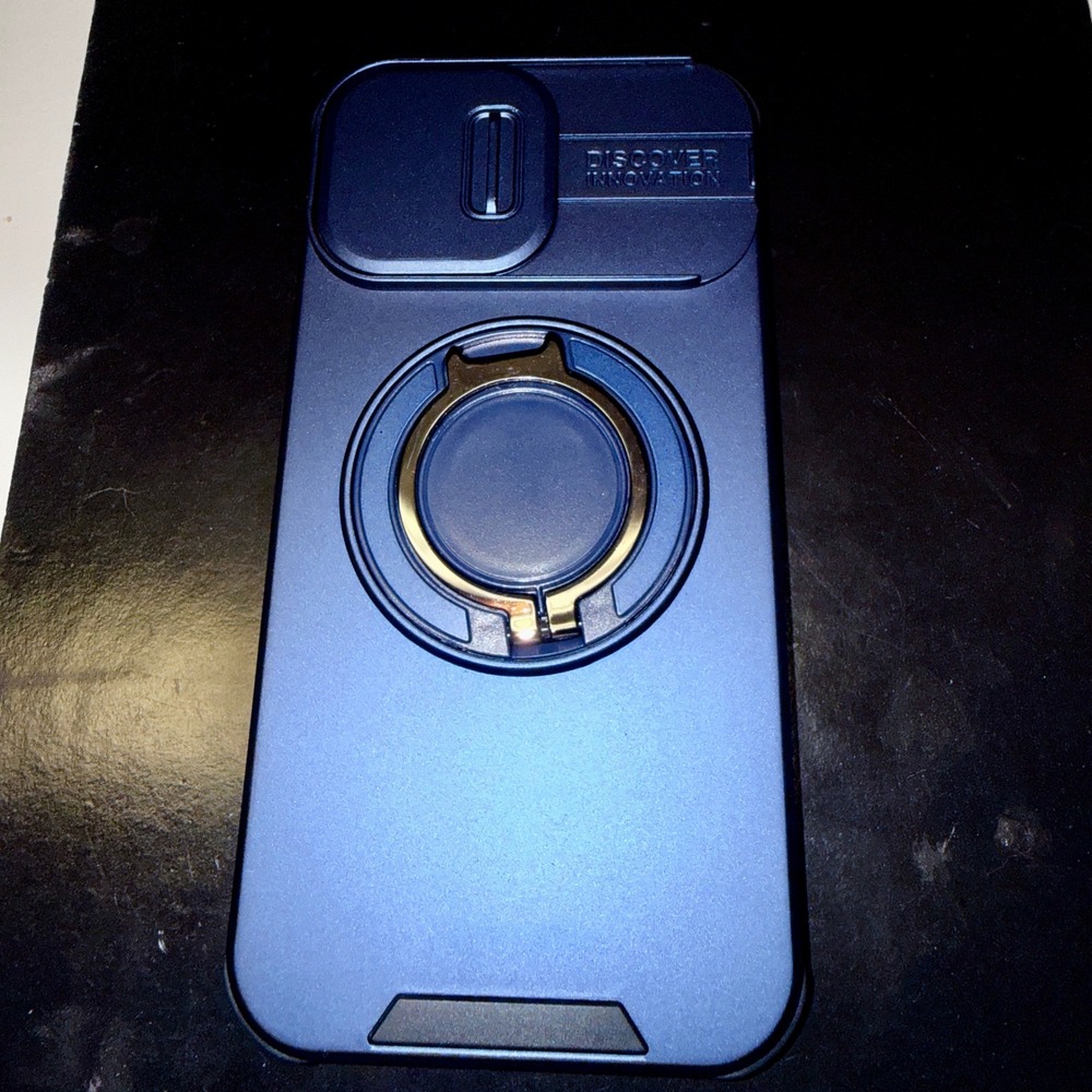 Phone Case iPhone 13 Pro Max Blue NEW Sliding Camera Cover Ring Stand